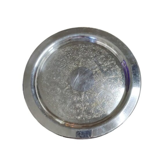 Wm A  Rogers, Oneida silver  round tray - Picture 1 of 5